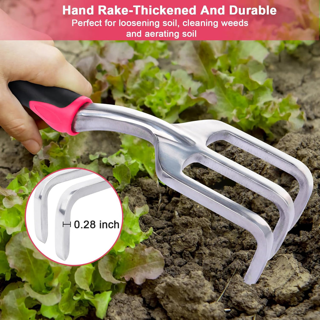 Garden Tools Set, 3 Pack Heavy Duty Gardening Tools Set Include Garden Shovel, Transplant Trowel and Hand Rake with