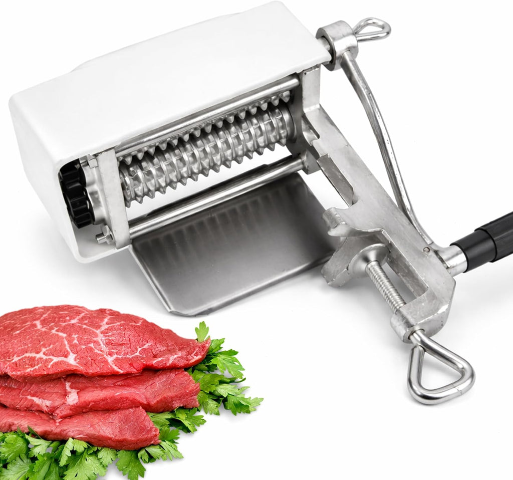 Manual Meat Tenderizer Heavy Duty – Commercial Rolling Cuber Tool Steak Flatten Tool Meat Tenderizer Grinder Clamp-on