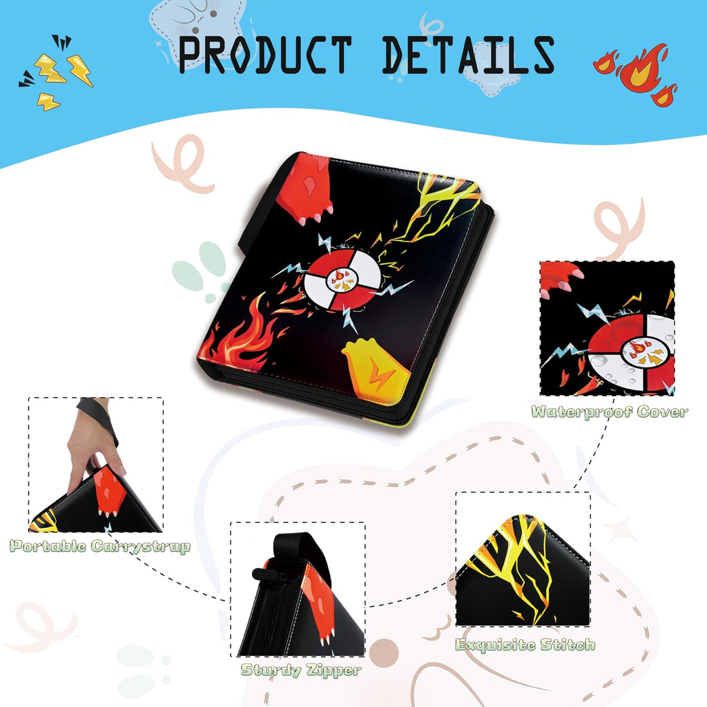 9 Pocket Trading Card Binder, 900 Pockets Card Collection Album | 50 Removable Sleeves,Double Sided Pocket,with Zip