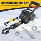Ayaport Boat Retractable Tie Down Straps to Trailer 1.75in x 6ft