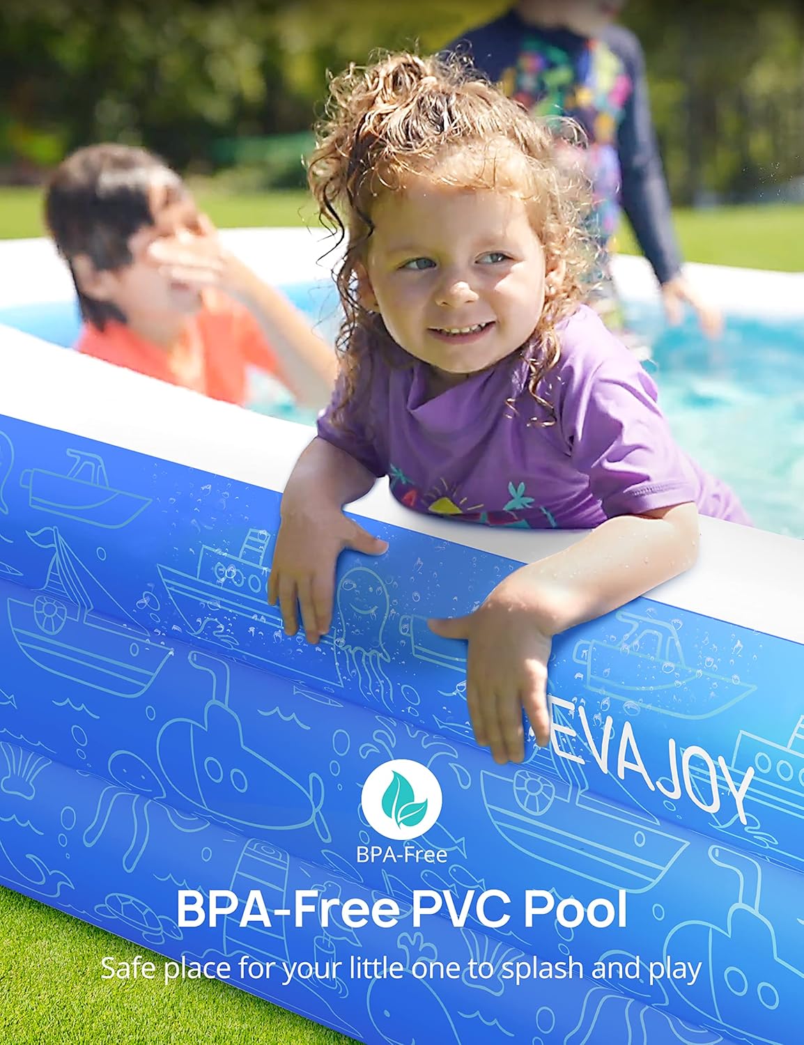 Inflatable Pool, EVAJOY 118'' x 72'' x 20'' Above Ground Pool, Kiddie Pool Large Size Thickened Blow Up Swimming