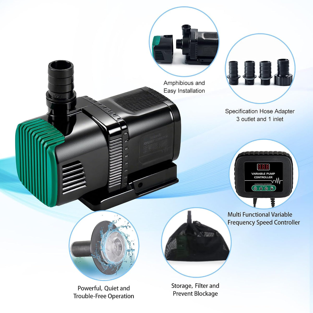 Ultra Quiet 22W 800GPH Aquarium Water Pump Fish Tank Pump