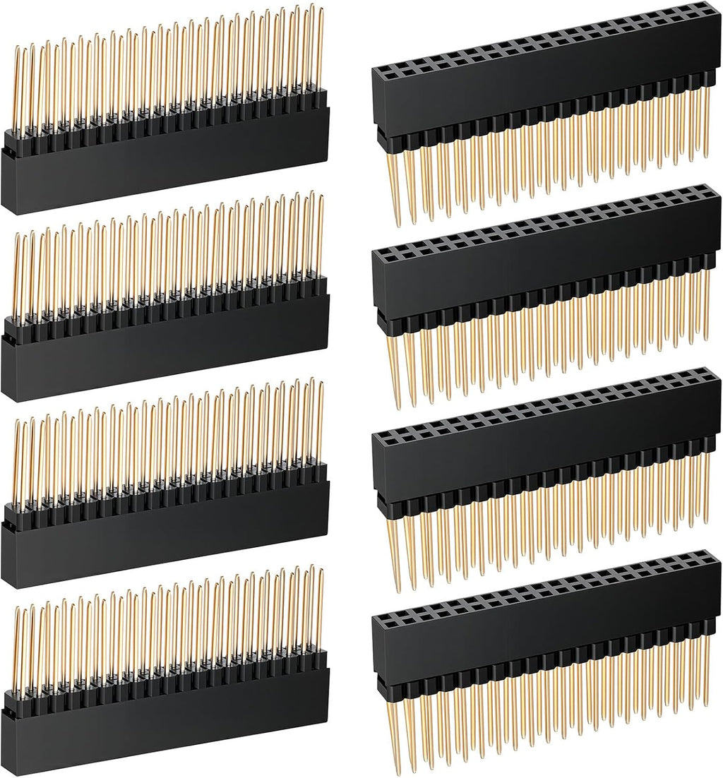8 Pcs 2x20 (40 Pin) Extra Tall Female Header, 0.1 Inch Pitch Stacking Header for Pin Headers Socket 0.47in Needle Length