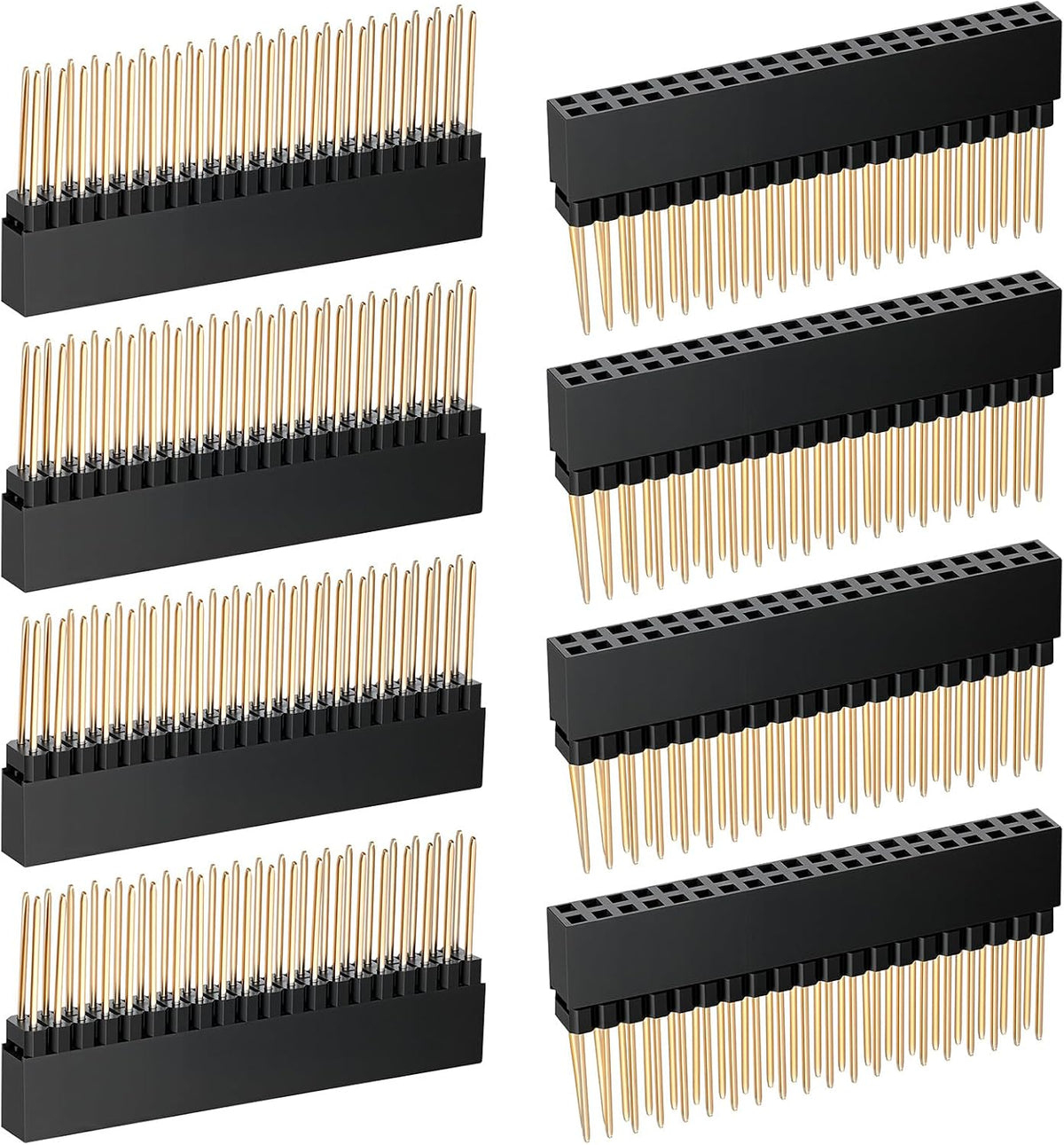 8 Pcs 2x20 (40 Pin) Extra Tall Female Header, 0.1 Inch Pitch Stacking Header for Pin Headers Socket 0.47in Needle Length