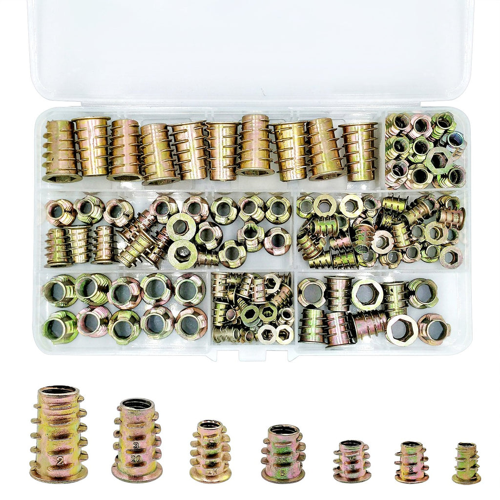 130Pcs M4-M10 Zinc Alloy Screw Nut Inserts Hex Socket