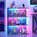 Glass Display Cabinet with RGB LED Lights, Full-View Display, 3-Tier Display Case with Glass Doors for Collectibles