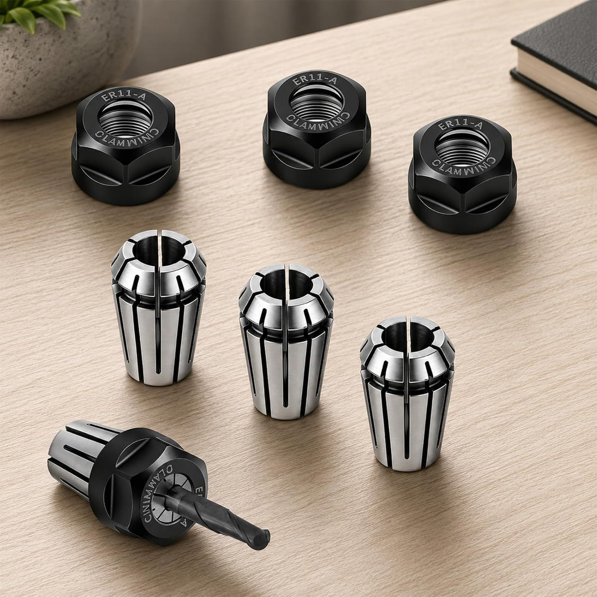 ER11 Collet Set, 9 Pcs Spring Collet Nut with Er11 1/4'' Collets and Clamping Nut Precision Spring for Engraving Machine Milling Lathe Tool