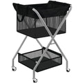 2-Tier Foldable Laundry Cart with Wheels, 75L Tall Rolling Laundry Hamper, Collapsible Laundry Basket with Removable