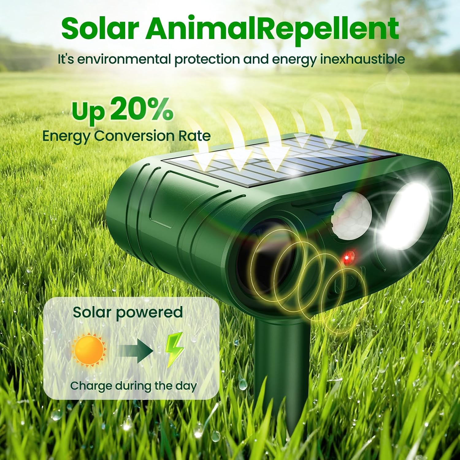 2026 Newly Advanced Ultrasonic Solar Animal Repellent Outdoor | Cat Repellent Outdoor, Deer Repellent Devices
