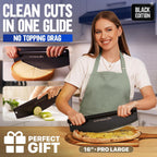 16-Inch Pizza Cutter Rocker Blade, 304 Stainless Steel Slicer Knife, Black