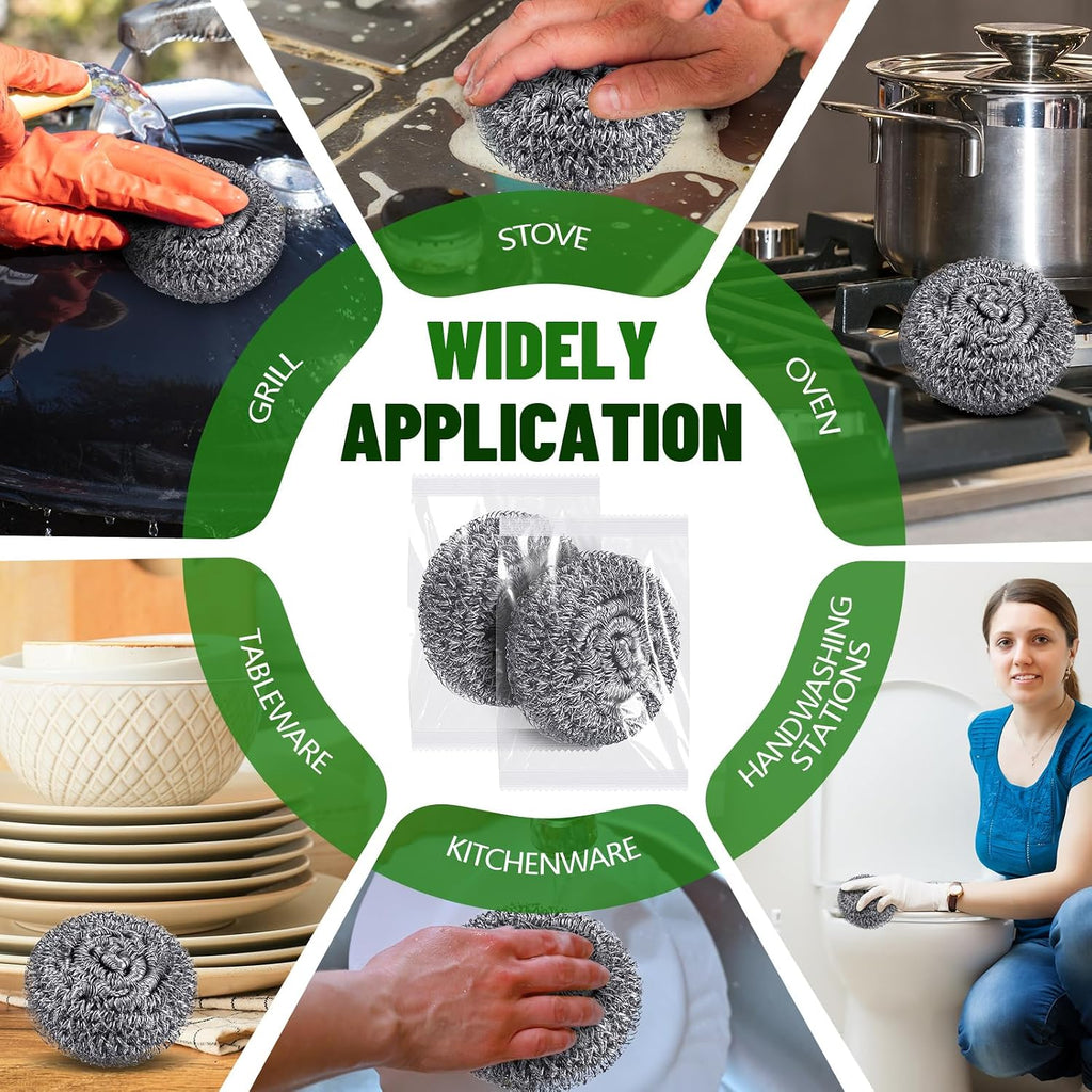 150 Pack Steel Wool Scrubbers 2.5 Inch, 15 Gram, Classic