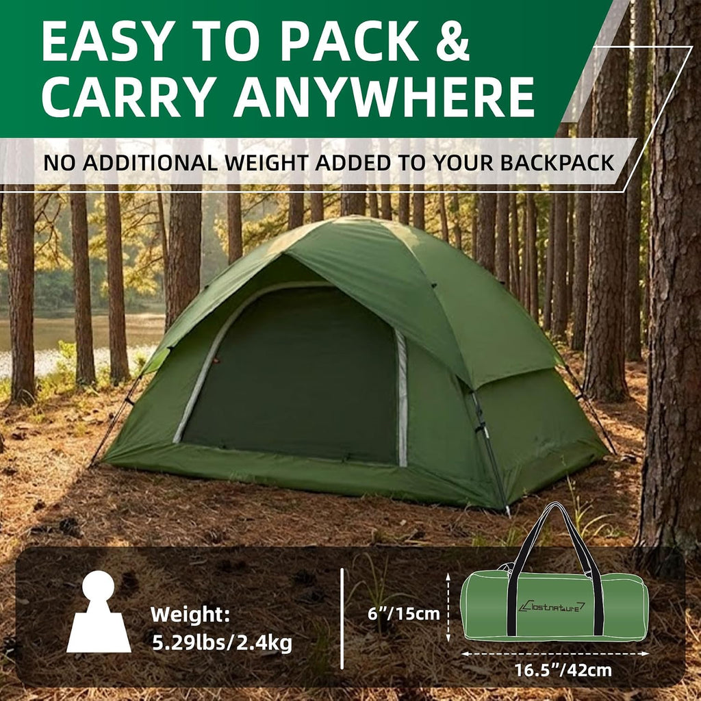 Waterproof Camping Tent for 2 Person, 4 Person, Easy Setup Tent | 190T Polyester, PU2000, Lightweight, Durable