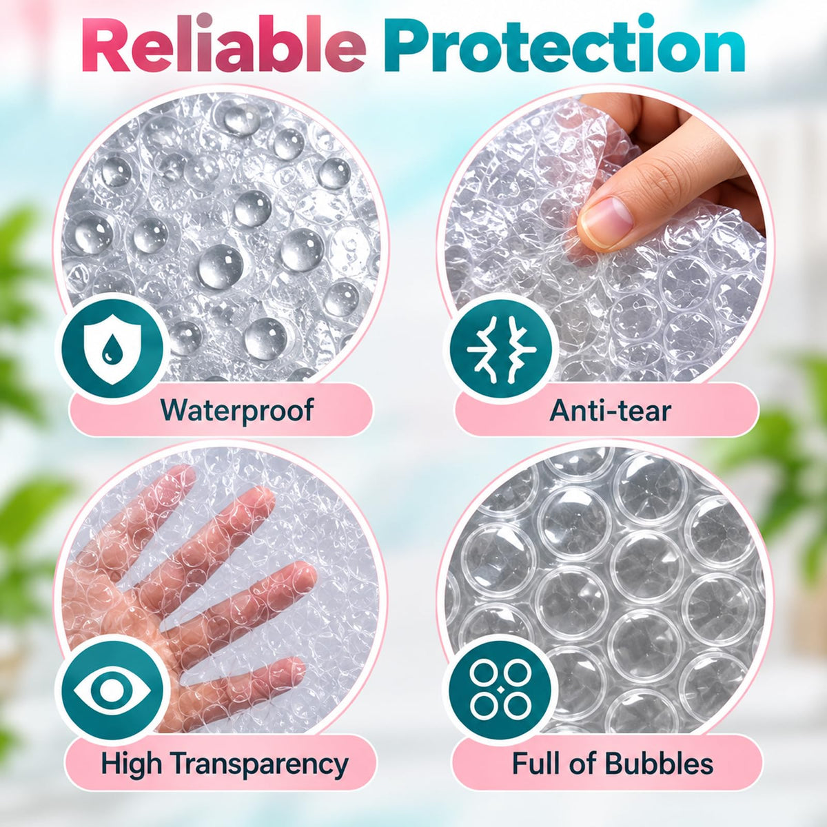 50Pack10x14" Clear Bubble Out Bags, Double-Wall Cushioned Pouch for Packing