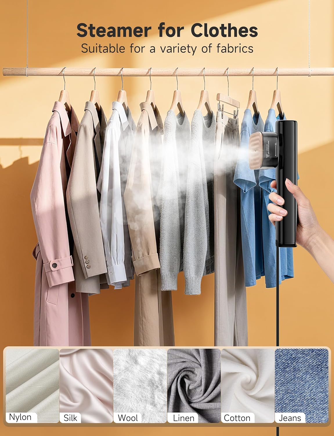 Portable Travel Steamer for Clothes,1200W Garment Steamer Wrinkle Remover | Sundu Portable 2-in-1 Steamer Iron,15s