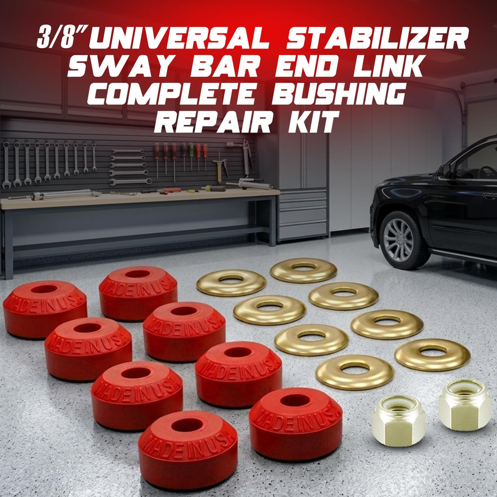 3/8" Universal Stabilizer Sway Bar End Link Complete Bushing Repair Kit Includes 8 CODE RED Grommets, 8 Washers, 2