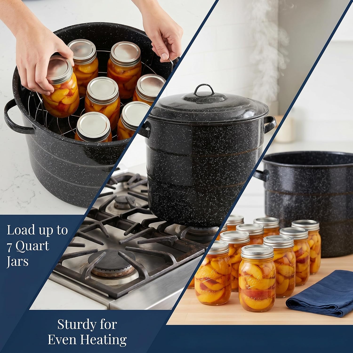 Water Bath Canner with Can Rack 21.5 Quart, Black, WYT-57