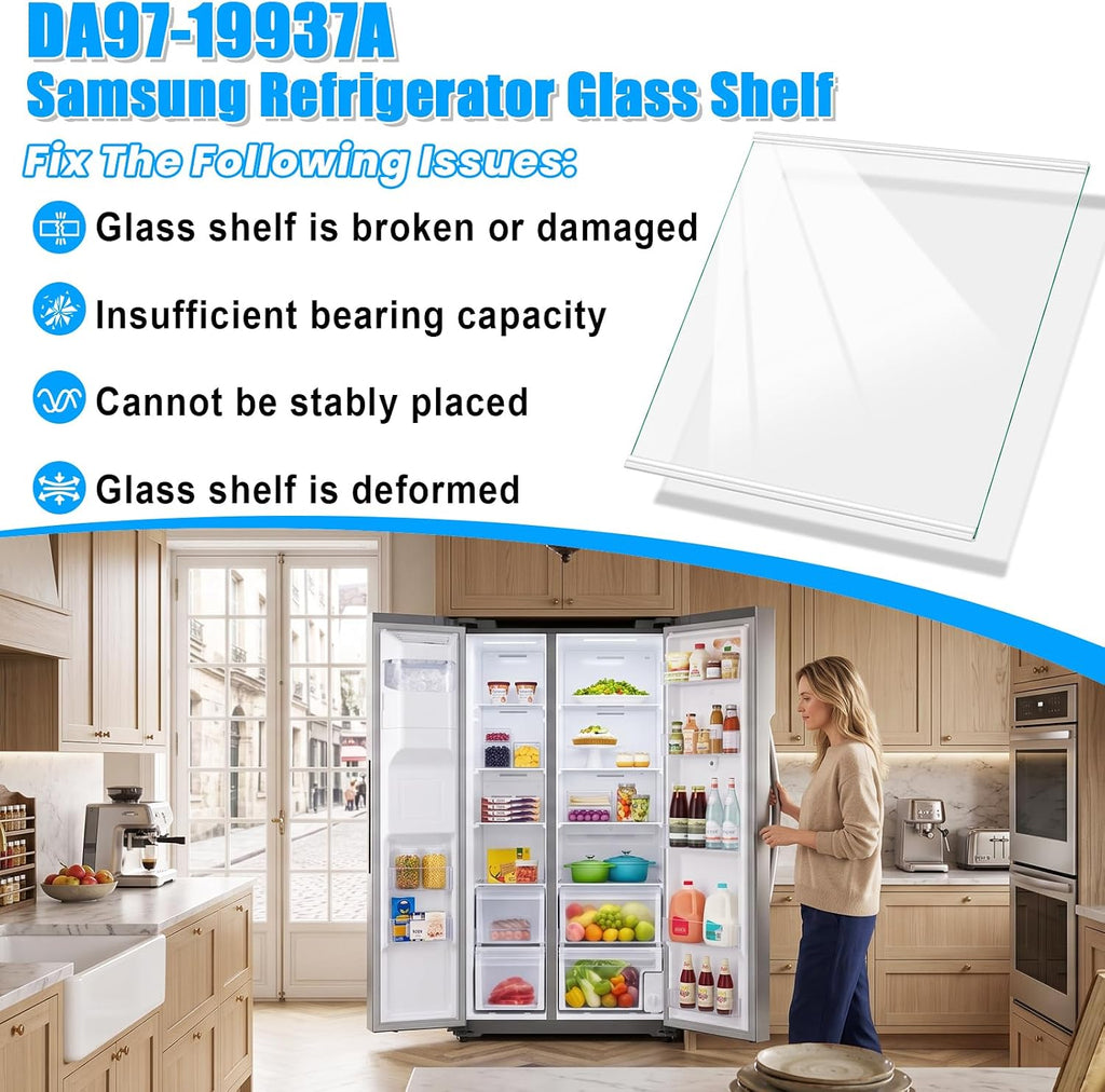 DA97-19937A Freezer Glass Shelf for Samsung Refrigerator Shelf Replacement