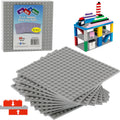 Classic Baseplates for Building Bricks, Gray 5"x5" Plates, 10 Pack Bulk Set