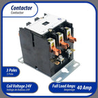 Appli Parts APAC-34024 Heavy Duty Contactor 3 Poles 40A 24V Coil Replacement for AC Compressors and Electrical Applications UL Certified E476929
