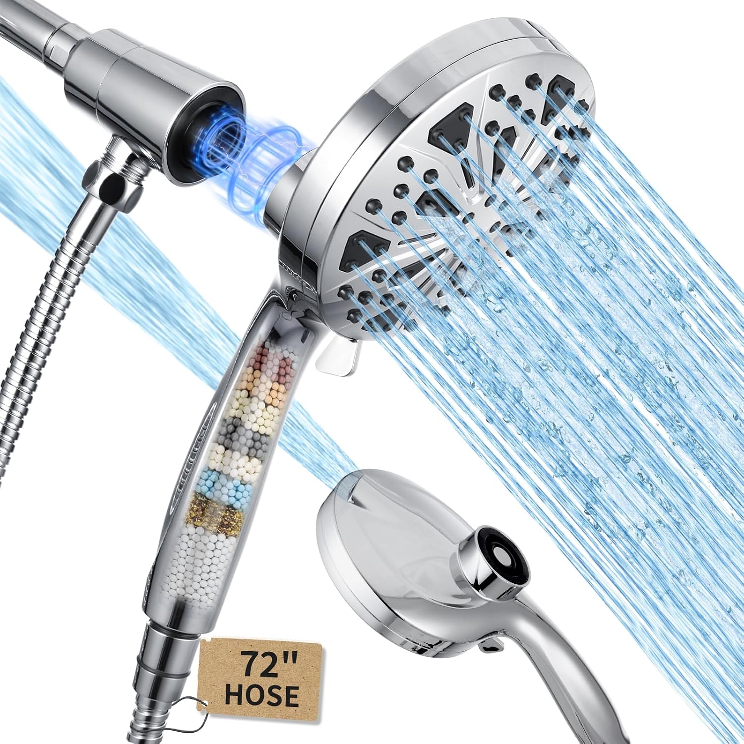 High Pressure Magnetic Shower Head with handheld - Filtered, 10 Spray Modes, 5" Large Face, Power Wash for Bathroom