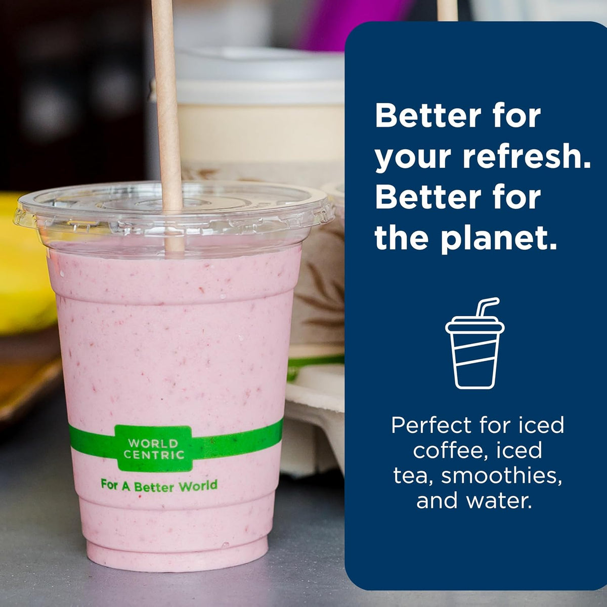 Compostable Cup Lids, Fits 9-24 Oz Cold Cups, Pack of 200