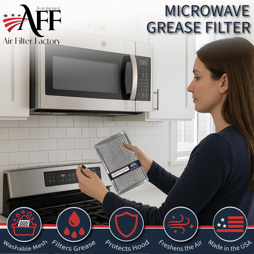12-Layer 5" x 7.5" Pull Tab Microwave Grease Filter Replacements For Many GE, Frigidaire, Magic Chef & LG Microwave