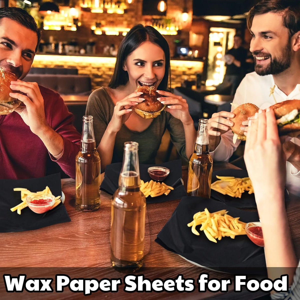 240 Sheets Deli Paper Wax Paper Sheets, Black, 12 x 12 Inch