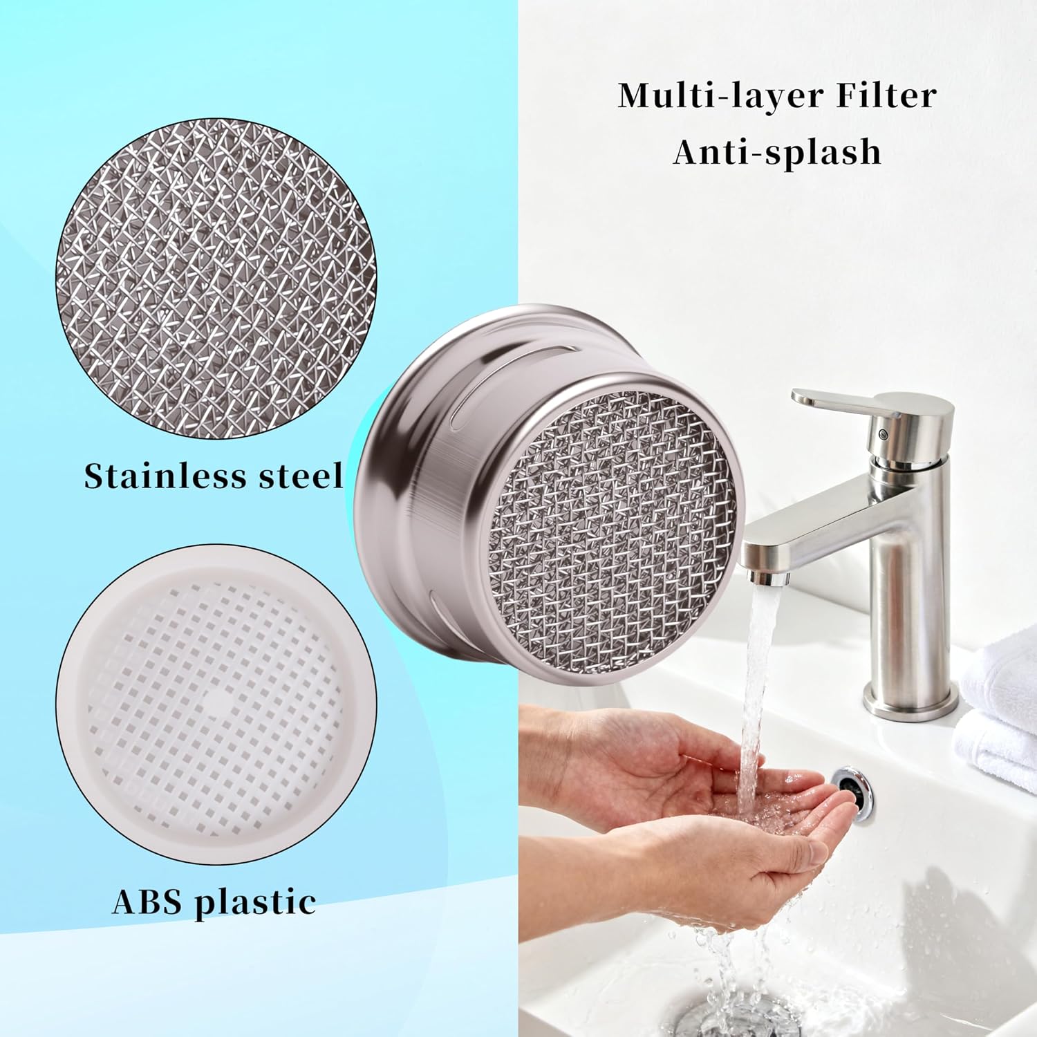 Kitchen Faucet Aerator Replacement, Anti-Splash with Multi-Size Wrench, 10 Pack M24 (15/16") & 2 Pack M22 (55/64")