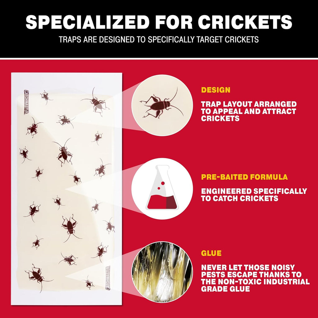 Cricket XL Giant Glue Boards 6-Pk, Adhesive Bug Catcher Cricket Traps Indoor, Sticky Trap for Inside Your Home, Bulk