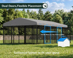 10X16X6.4 FT Outdoor Dog Kennel, 2 Doors, Waterproof Roof