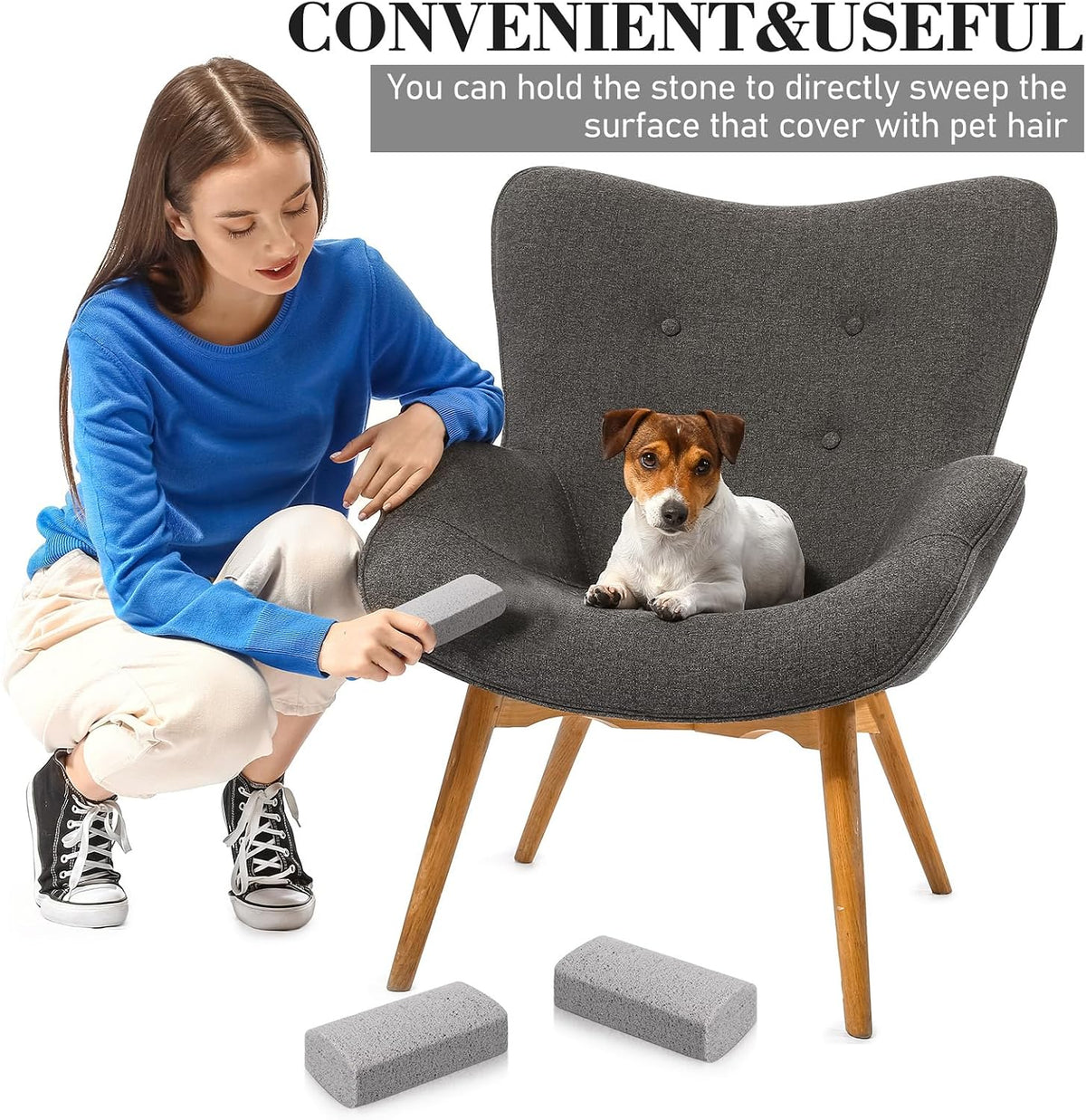 2 Pcs Pet Hair Remover Pumice Stone, 3.74 x 2 x 1.6 in