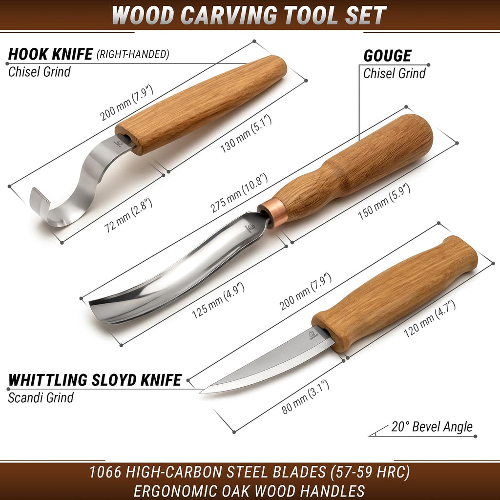 Wood Carving Knives Kit Spoon Carving Tools S14 - Spoon Hook Knife Wood Carving Chisels Set Bowl Gouge - Whittling