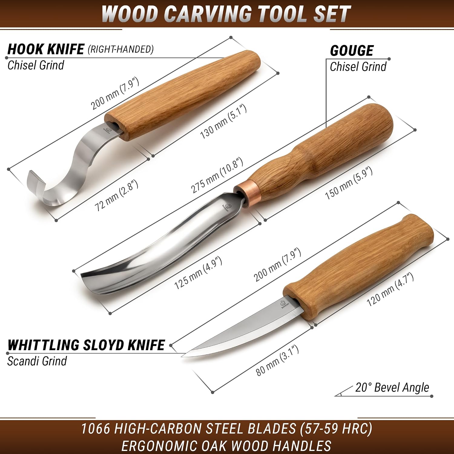 Wood Carving Knives Kit Spoon Carving Tools S14 - Spoon Hook Knife Wood Carving Chisels Set Bowl Gouge - Whittling