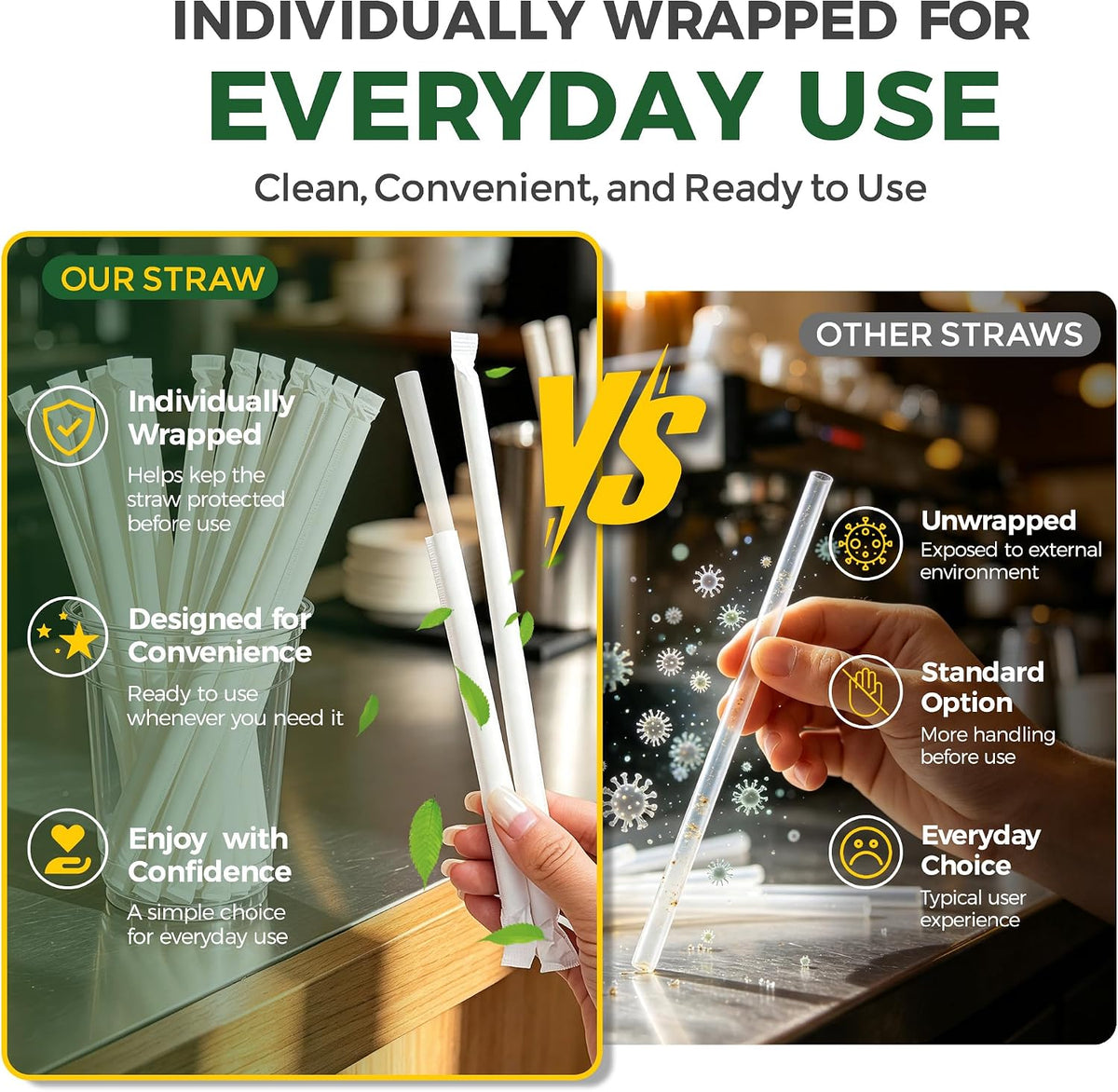 100 Sets 16 oz Plastic Cups with Lids and Straws