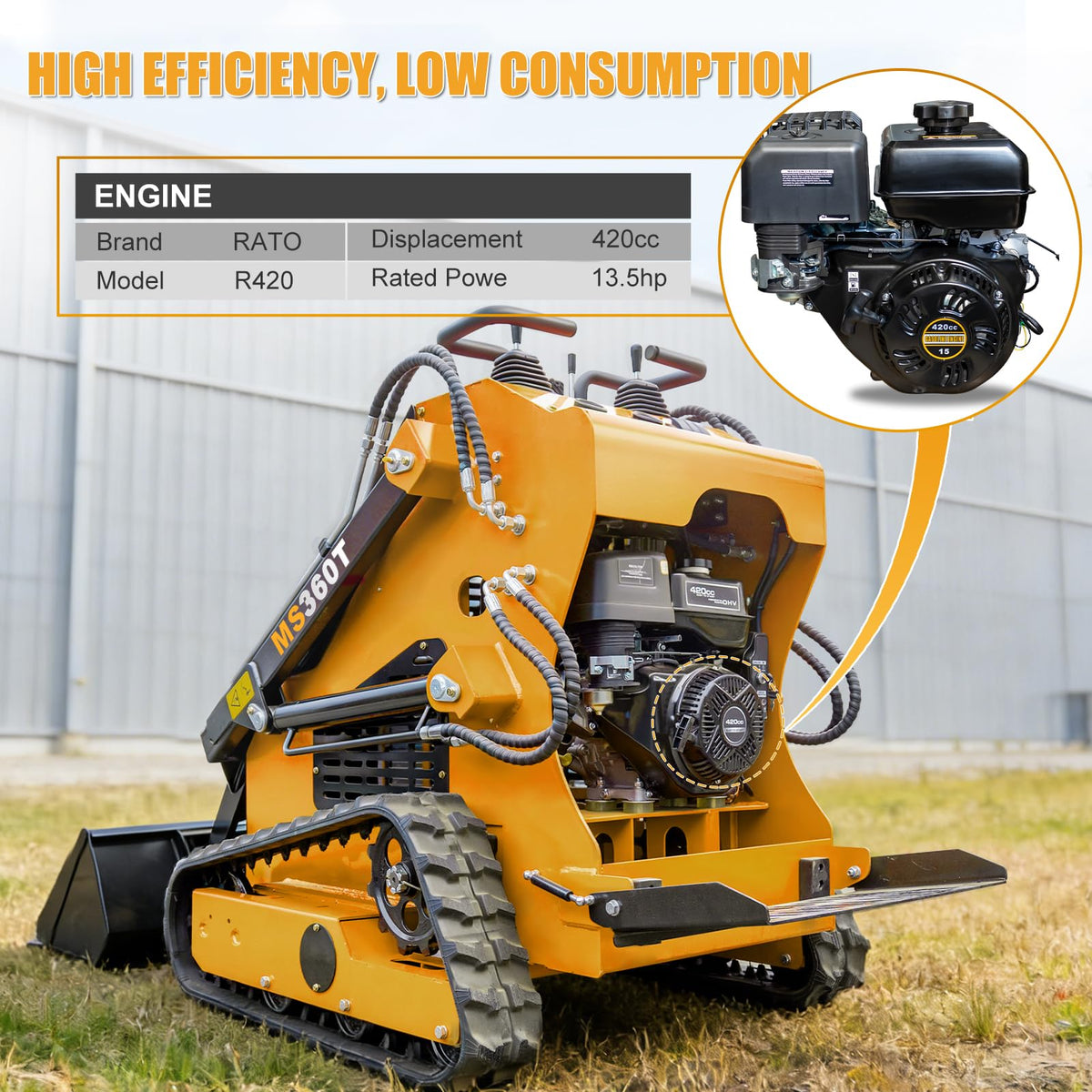 MS360T Mini Skid Steer Loader with 13.5HP EPA RATO Engine
