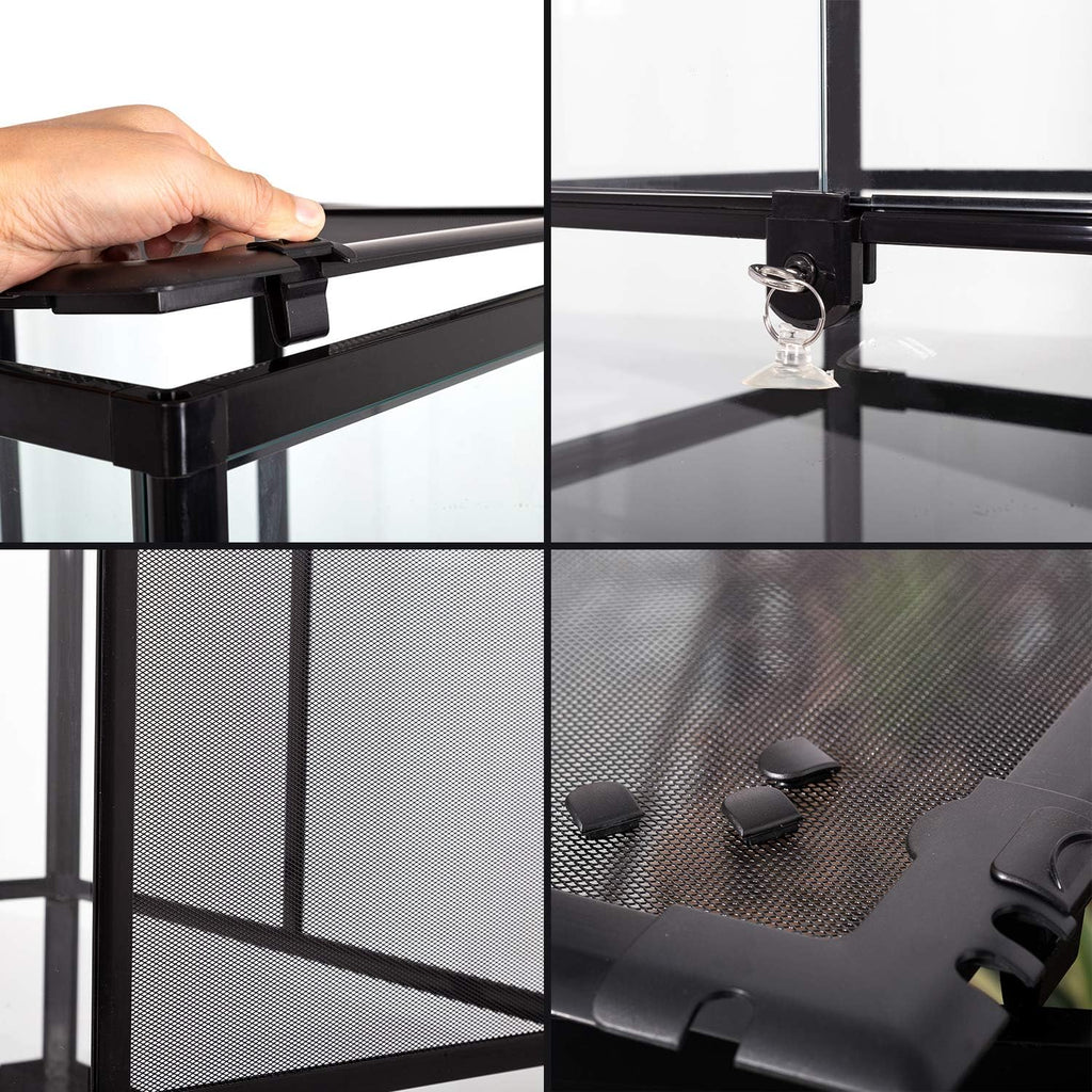 24" x 18" x 36" Reptile Tall Glass Terrarium Rainforest Habitat Double Hinge Door with Screen Ventilation 67 Gallon
