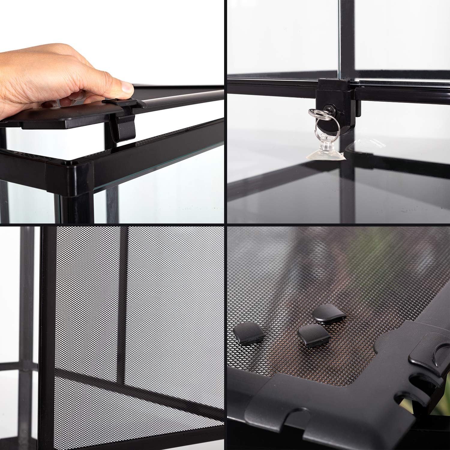 24" x 18" x 36" Reptile Tall Glass Terrarium Rainforest Habitat Double Hinge Door with Screen Ventilation 67 Gallon