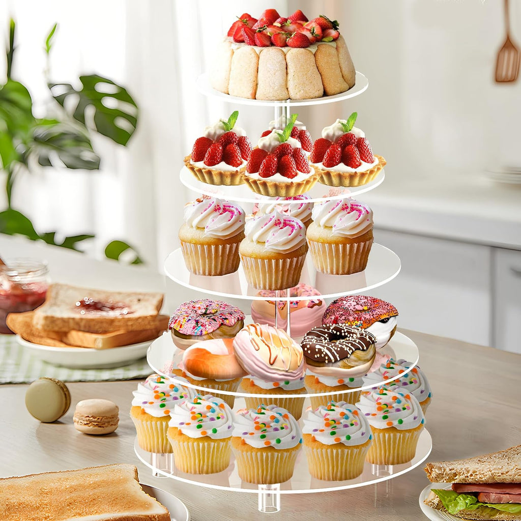 Cupcake Stand for 50 Cupcakes, 5 Tier Cupcake Holder, Clear Round Cupcake Tower, Acrylic Cupcake Stand, Cupcake
