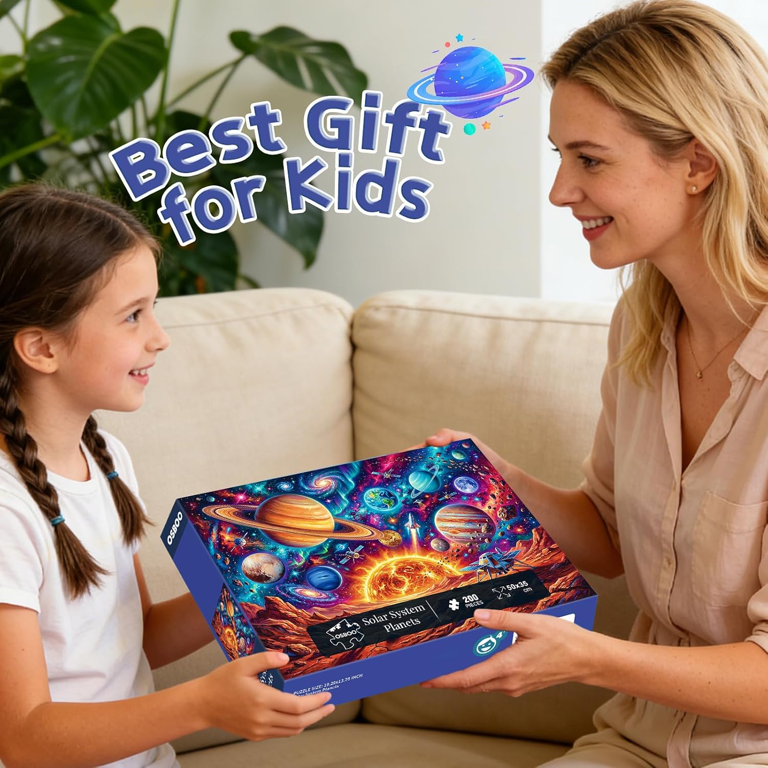 Puzzles for Kids Ages 6-8 8-10, 200 Piece Jigsaw Puzzles for Kids and Adults - Solar System Planets, Learning