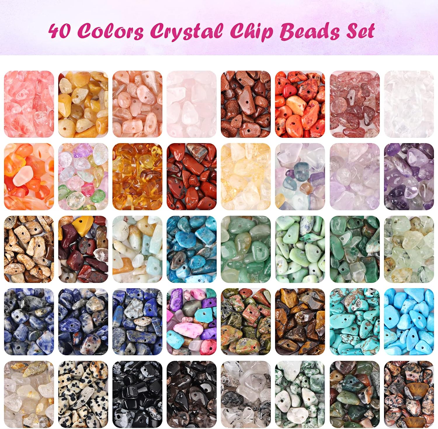 40 Colors Crystal Beads for Jewelry Making Crystal and Gemstone Beads 900pcs Jewelry Making Supplies Kit for Ring