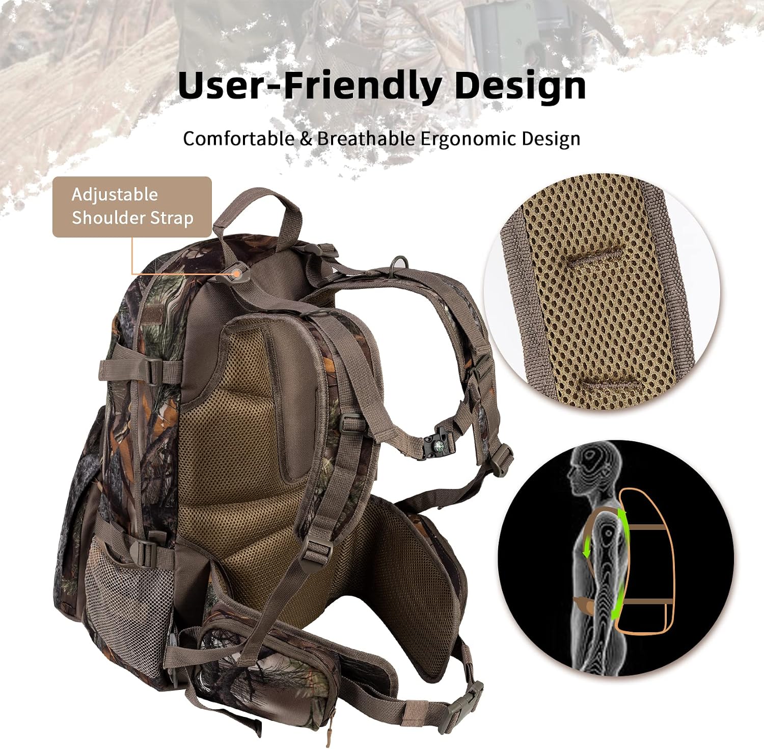 Hunting Backpack Outdoor Gear Day pack for Rifle Bow Hunting Gifts for Men | 50L Waterproof Hunting Packs for Men