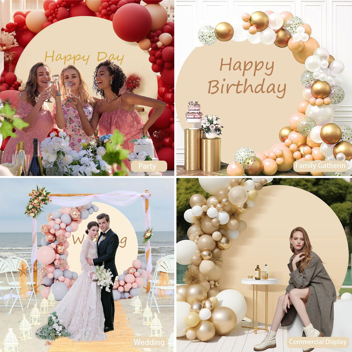 6.5FT Beige Round Backdrop Cover, Circle Arch Backgound Stand Cover