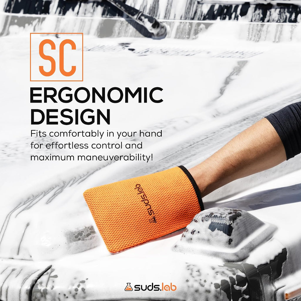 Suds Lab SC Synthetic Clay Mitt, Reusable Clay Bar Mitt, Car Detailing | Remove paint overspray, water spots, tree