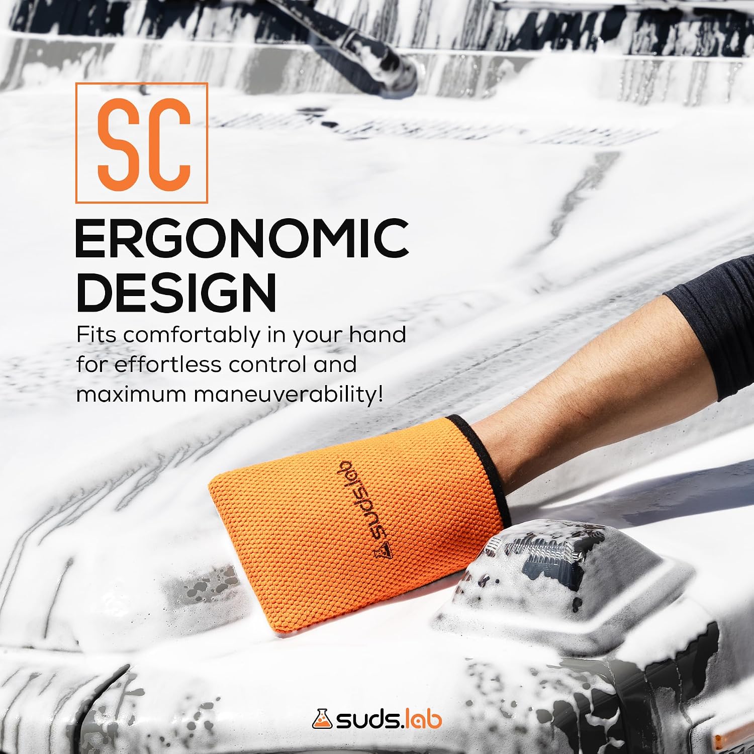 Suds Lab SC Synthetic Clay Mitt, Reusable Clay Bar Mitt, Car Detailing | Remove paint overspray, water spots, tree