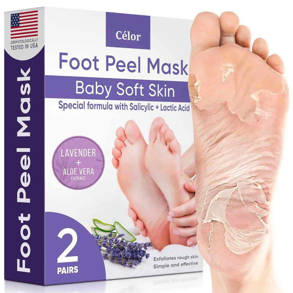 Foot Peeling Mask for Dry Cracked Feet | Foot Mask to Exfoliate Rough, Cracked, Dry Feet, Calluses for Soft Baby Feet