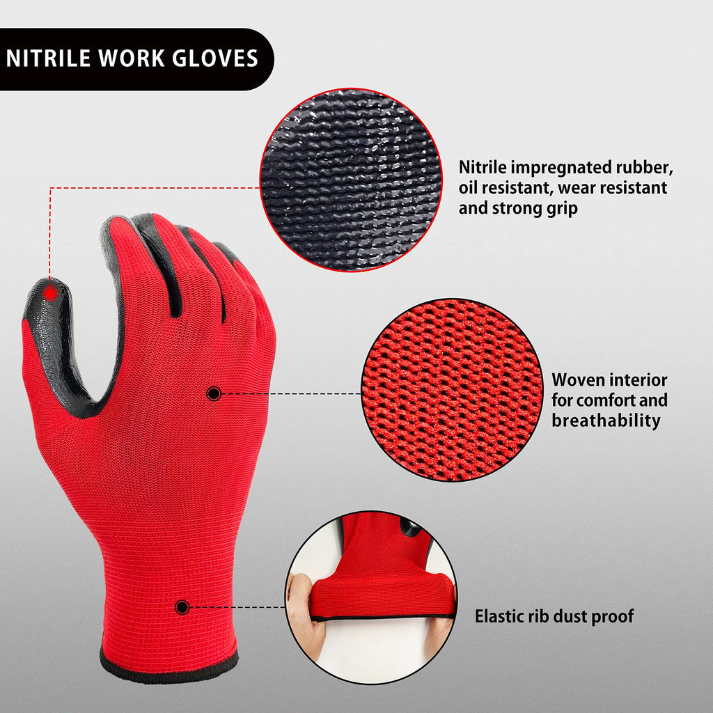 Nitrile Coated Work Gloves for Men & Women