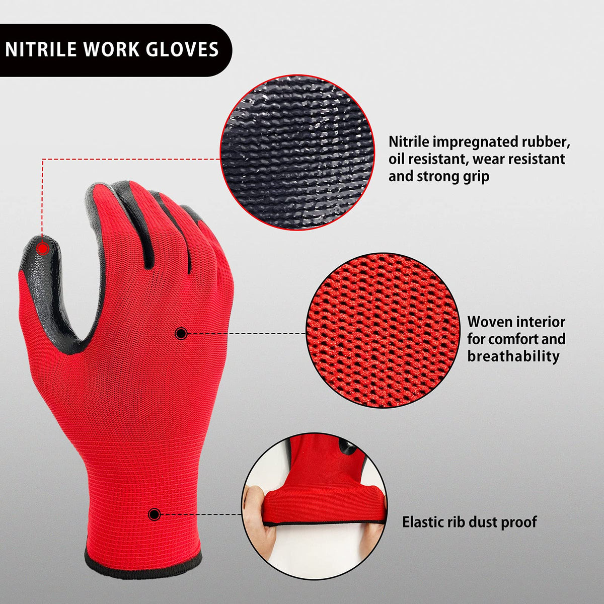 Nitrile Coated Work Gloves for Men & Women