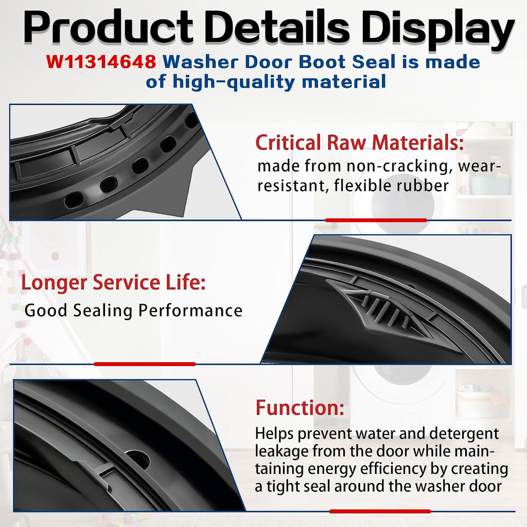 WFW5620HW0 Washer Door Boot Seal Fit for Whirl-pool Front Loader WFW6620HC2