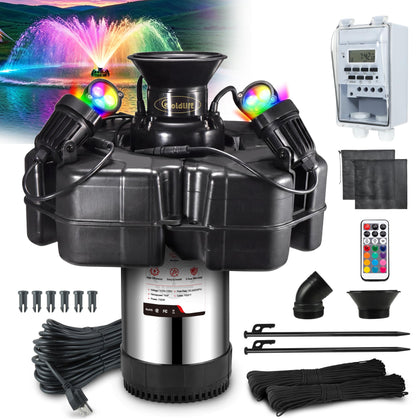 Pond Fountain Aerator F4 With 4 RGB Lights 1HP 750W Floating Pump