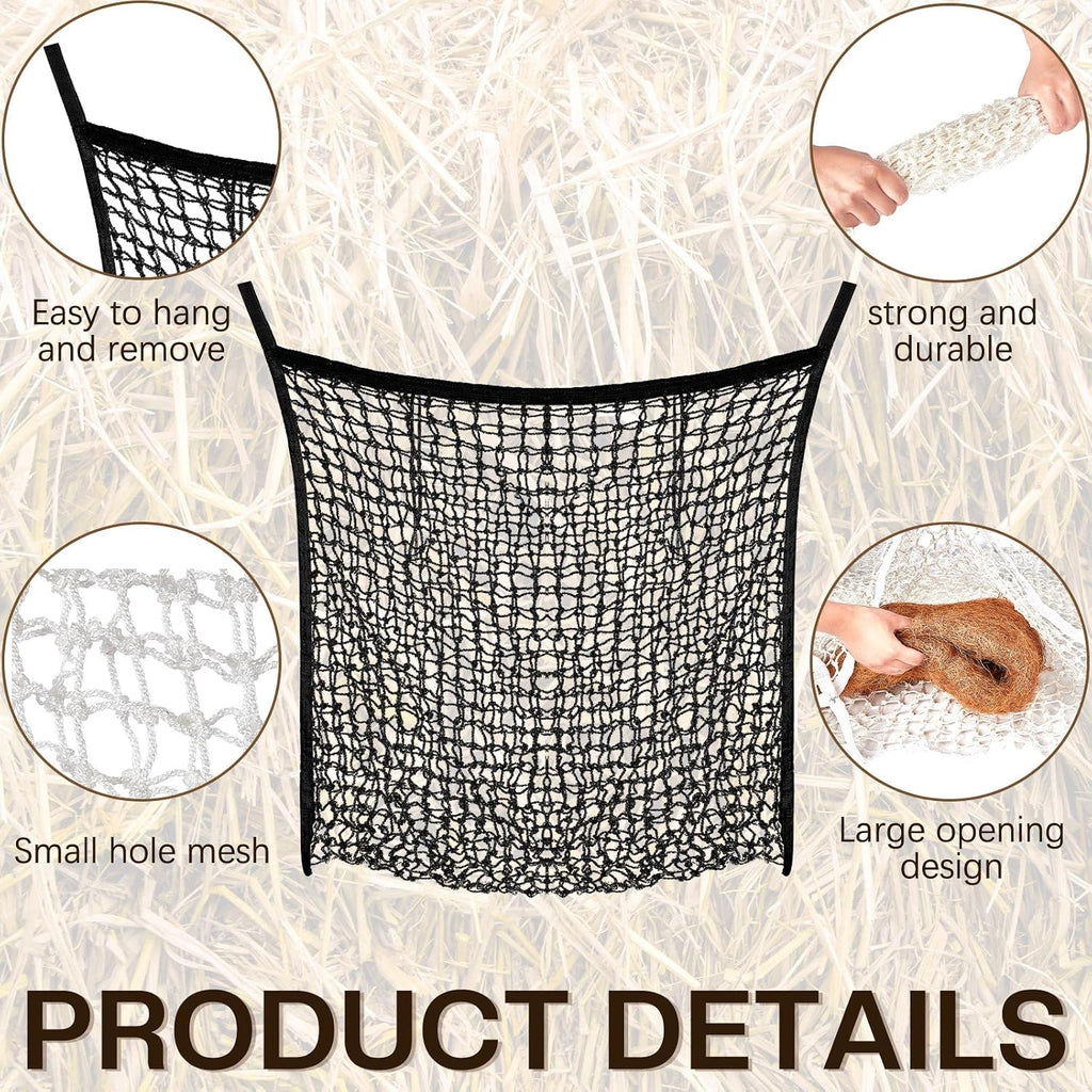 2 Pcs Slow Feed Hay Net for Horses, 35 x 31 Inch Hay Bag, Black